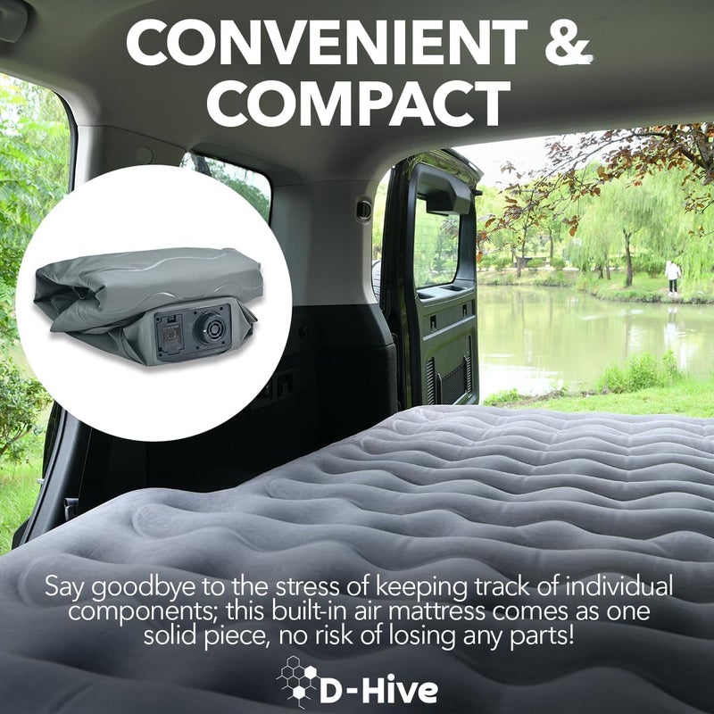 Hive SUV Air Mattress, Ultra-Thick Material Extra-High Car Air Mattress, SUV Mattress for Toyota 4runner, Car Mattress w/Built-in Pump Inflatable Car Air Mattress Grey - Image 4